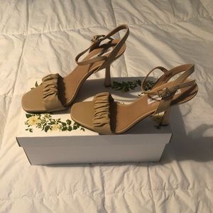 Chelsea & Violet Heels. Nude. Ruched strap. Size 9. Very gently used.